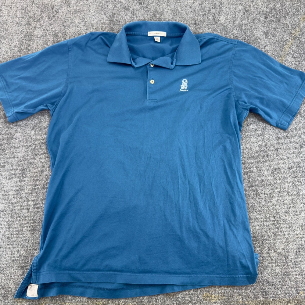 Peter Millar Jupiter Logo Polo Shirt Short Sleeve Blue Size M